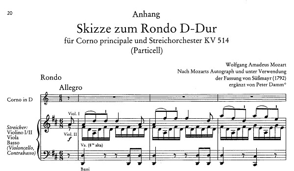 Szkice Ronda D-dur Mozarta dokończone przez Damma